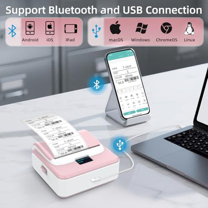 ORGSTA Label Maker Machine with Tape, 3 Inch Bluetooth Label Printer T003 - color: Pink