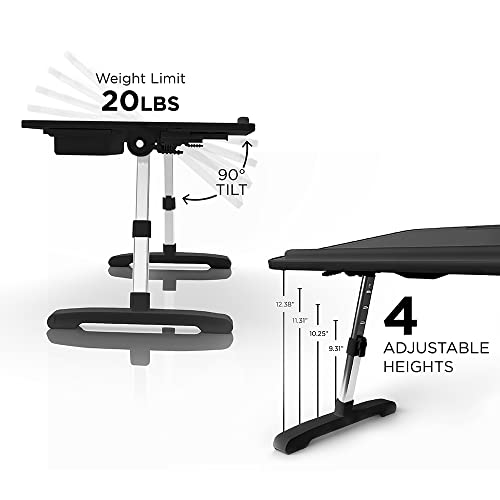 Limitless TotalDesk Portable Modern Workstation and Lap Desk with Adjustable Height & Tilt (Black) - color: Black