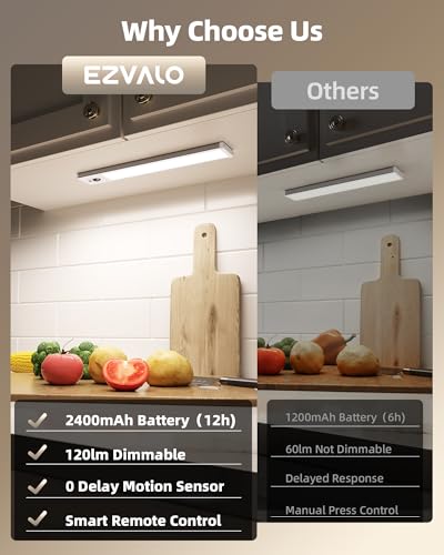 EZVALO Under Cabinet Lighting with Charging Station, Rechargeable Motion Sensor Light Indoor, Dimmable Closet Lights Wireless, 6500K, Motion Activated Under Counter Lights for Kitchen,Pantry(3 Pcs) - color: Cool White
