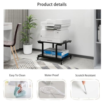 Natwind 2 Tier Laser Printer Stand,24''x20'' Under Desk Printer Cart, Black - color: Black