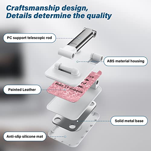 Desk Cell Phone Stand - Adjustable Angle-iPad Holder, Universal Compatible Phone Holder for Desk - color: Pink letters