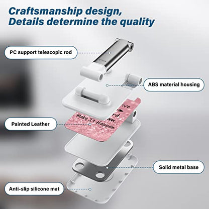 Desk Cell Phone Stand - Adjustable Angle-iPad Holder, Universal Compatible Phone Holder for Desk - color: Pink letters