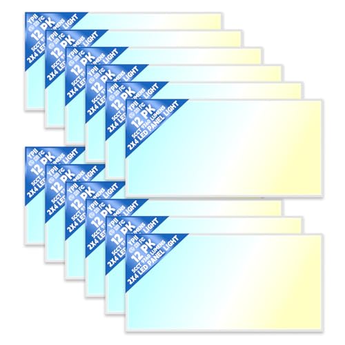 LED Flat Panel Light LED Drop Ceiling Light Fixture, 5 CCT 3000K-6500K Adjustable & 5 Wattage Selectable Recessed Back-Lit Fixture for Office, ETL Listed(12Pack 2x4) - size: 2X4 12Pack