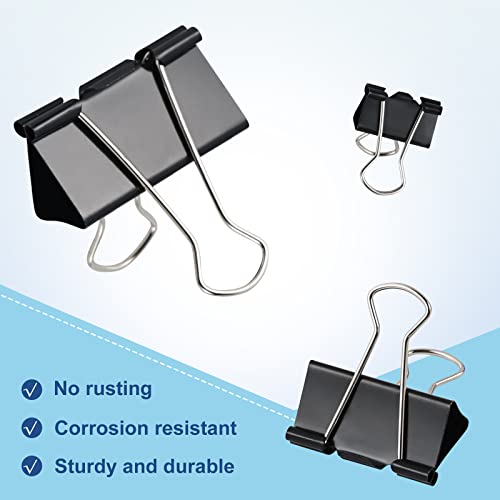 EFOK 208 PCS Binder Clips Paper Clamps Assorted Sizes Black Metal Bulk Clip - size: Assorted Sizes