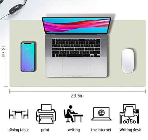 Aothia Double-Sided PU Leather Desk Pad - Non-Slip Large Mouse Pad & Desk Mat for Office, Home - Waterproof, Easy to Clean, Durable Dual-Sided Surface (23.6"x13.7", Matcha Green) - color: Matcha, size: 23.6" x 13.7"