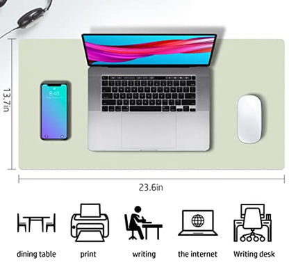 Aothia Double-Sided PU Leather Desk Pad - Non-Slip Large Mouse Pad & Desk Mat for Office, Home - Waterproof, Easy to Clean, Durable Dual-Sided Surface (23.6"x13.7", Matcha Green) - color: Matcha, size: 23.6" x 13.7"