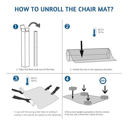 Desk Chair Mat for Low Pile Carpets, 55" x 35" Office Clear Protector Floor Mat for Carpets, Easy Glide Plastic Mat for Office Home (Rectangle)