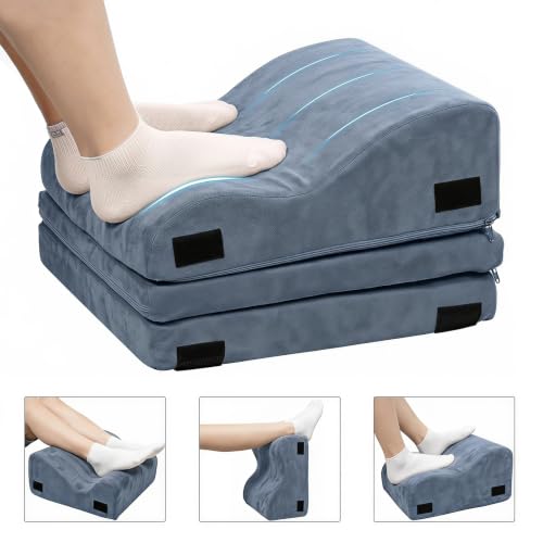 Foot Rest for Under Desk, Ergonomic 3-in-1 Height Adjustable, Non-Slip Base & Washable Cover for Office/Gaming, Blue - color: Blue