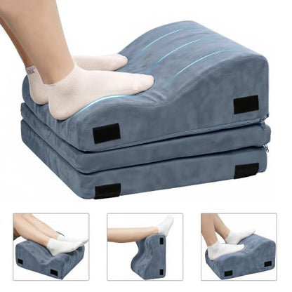 Foot Rest for Under Desk, Ergonomic 3-in-1 Height Adjustable, Non-Slip Base & Washable Cover for Office/Gaming, Blue - color: Blue