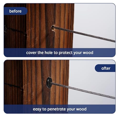50 Pack 45 Degree Angle Protective Sleeves, Black Cable Railing Stair Protector Sleeve Beveled for 1/8" Wire Rope, T316 Marine Grade Cable Railing Kit with Two Drill Bit for Wood Posts HF039B - size: 45 Degree