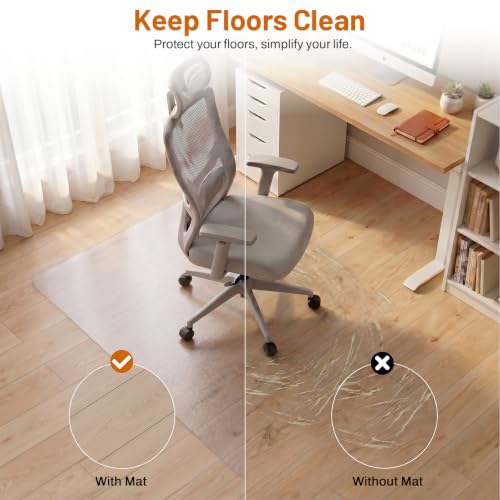 Clear Office Chair Mat for Hardwood Floors, Heavy Duty Protector | 48" x 60" Plastic Floor Mat for Rolling Desk Chairs, Home Office, Gaming Room, Tile and Laminate Floors - size: 48x 60inch- Clear
