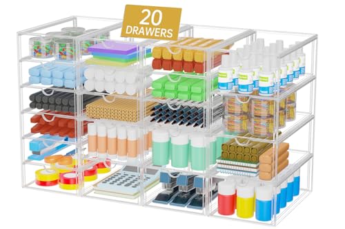 20 Drawers Acrylic Makeup Organizer, stackable Acrylic Storage Drawer