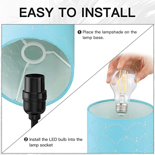 CINSARY Touch Control Bedside Lamp with 2 USB Ports, 3-Way Dimmable Table lamp for Bedroom, Nightstand Lamp with Round Blue Fabric Shade for Living Room Home Office (E26 LED Bulb Included) - color: Blue