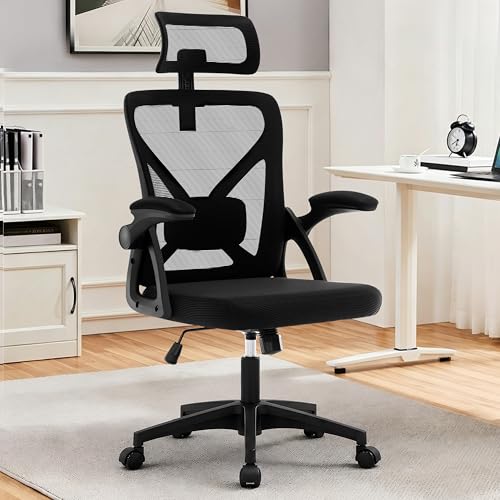 400 Lbs Mesh Ergonomic Office Chair, High Back with Lumbar & Headrest for Home Office - color: Black
