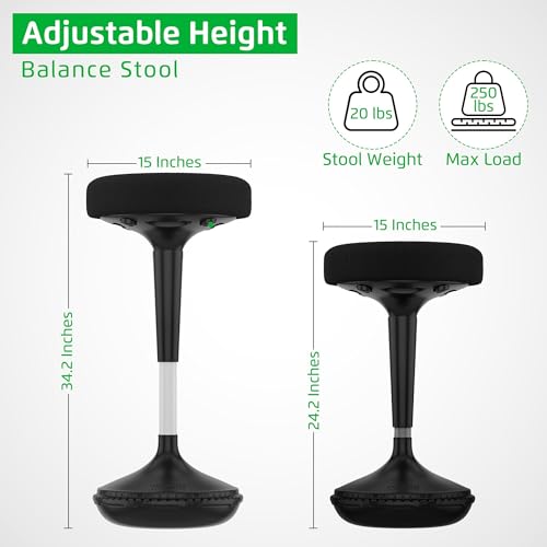 Wobble Stool Standing Desk, Flexible Seating Adjustable Office Ergonomic Seating, Wobble Stools for Alternative Classroom Seating, Active ADHD Chair, Wiggle Chairs