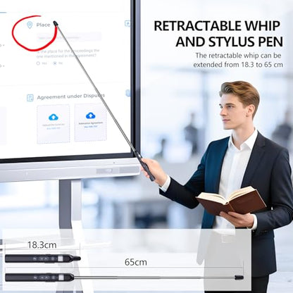 N21 Bluetooth Presentation Clicker for PowerPoint with Retractable Pointer | ①Laser Pointer②Telescopic touch pen③Countdown timer, vibration alert ④Customizable Button ⑤Rechargeable;battery level display - color: Black - Green Pointer