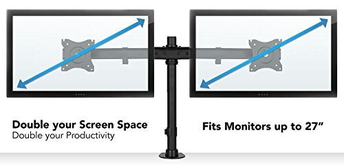 Mount-It! Dual Monitor Desk Stand, C-Clamp & Grommet Base