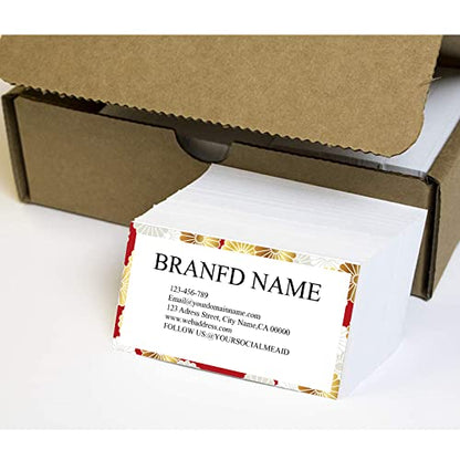 Personalized Business Cards with Design, Custom Business Cards with Your Logo Picture Text -Thick Waterproof Paper Front and Back Sides Printed for Business-200pcs - 3.5" x 2"