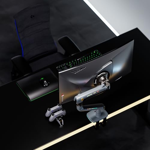 NB Gaming Monitor Arm or for 32 to 60 Inches Screen, Load up to 20 kg, VESA 75/100, RGB-Light, Heavy Duty, Multi Angle Adjustable, Premium Aluminum, Lake Blue - color: Lake Blue