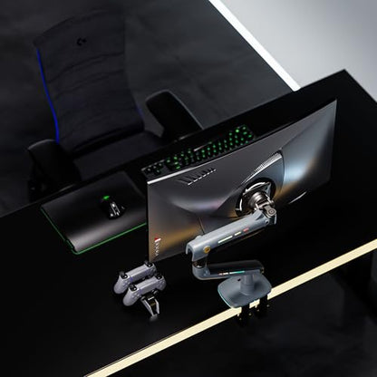 NB Gaming Monitor Arm or for 32 to 60 Inches Screen, Load up to 20 kg, VESA 75/100, RGB-Light, Heavy Duty, Multi Angle Adjustable, Premium Aluminum, Lake Blue - color: Lake Blue