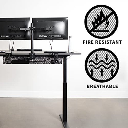 VIVO No Drill Clamp-on 36 inch Mesh Net Under Desk Cable Management Wire Organizer, Adjustable Home Office Standing Desk Cord Storage Sleeve, Black, DESK-AC36MH (Pack of 10) - size: 36" (Pack of 10)