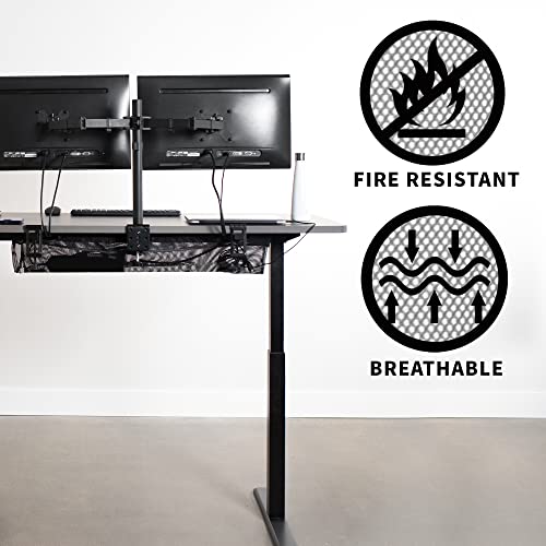 VIVO No Drill Clamp-on 36 inch Mesh Net Under Desk Cable Management Wire Organizer, Adjustable Home Office Standing Desk Cord Storage Sleeve, Black, DESK-AC36MH (Pack of 2) - size: 36" (Pack of 2)