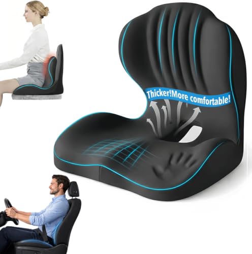 Ergonomic L-Shaped Memory Foam Seat Cushion with Lumbar Support, Designed to Help Relieve Tailbone, Coccyx & Lower Back Pain for Office,Truck, Car & Travel (Black) - color: Black