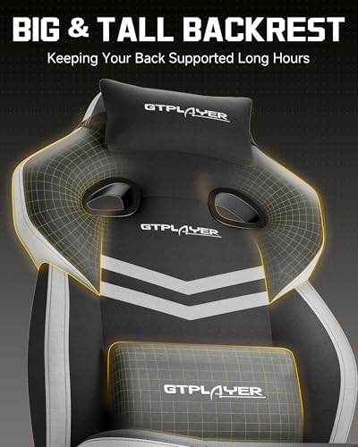 GTPLAYER Big & Tall Gaming Chair, Wide Seat with Footrest, Black & Gray - color: 02 Black & Gray