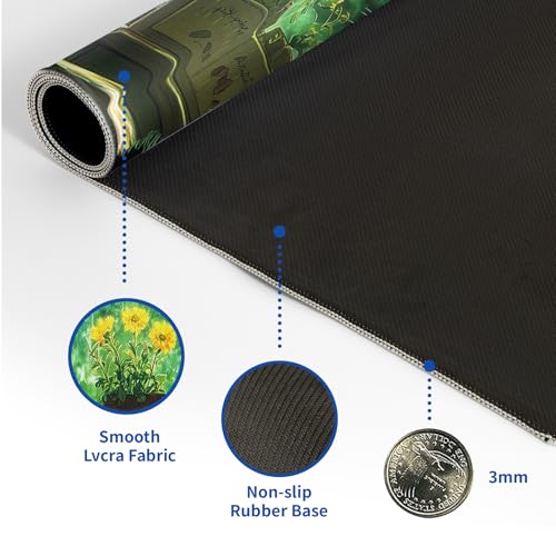 Green Black Cat Mouse Pad Abstract Green Mouse Pad 31.5x11.8 Inch Cat Texture Non-Slip Rubber Base Large Mousepad Stitched Edges Keyboard Mouse Mat Desk Pad for Office and Home - color: Green black cat