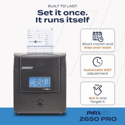 Pyramid Time Systems 2650 Auto Aligning Punch Clock, Employee Time Clock