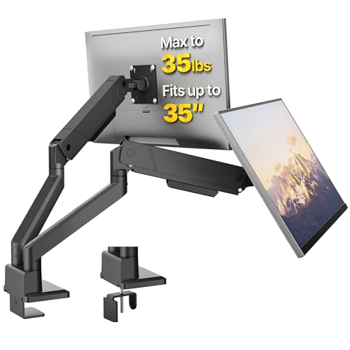 monTEK Dual Monitor Mount Monitor Arms for 17 to 35 Inch Screen | Adjustable Heavy Duty Monitor Desk Mount for 2 Monitors, Holds 35 Lbs, with Cable Management, VESA 75/100mm - style: without USB