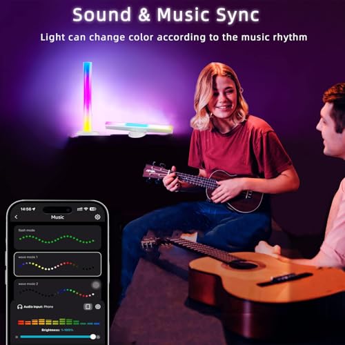 Smart LED Light Bar, RGBICWW TV Light Bars for Room, Gaming With Music Sync | TV Backlight, 16 Million Colors, Compatible with Alexa, Music Sync Gaming Lights APP Control, Multiple Placement Options