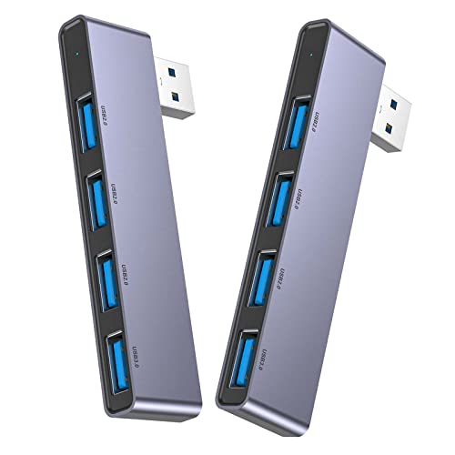 USB Hub 2Pack, Fidioto 4-Port USB Hub(1 * 3.0 Hub, 3 * 2.0 Hub) USB Splitter USB Expander for Laptop, Xbox, Flash Drive, HDD, Console, Printer, Camera,Keyborad, Mouse - color: 4in1- 2pcs Left-Grey
