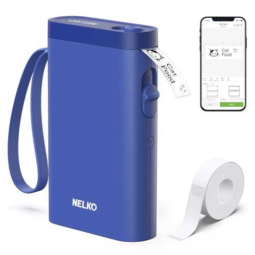 Nelko P21 Label Maker Machine with Tape, Bluetooth Label Printer, Blue - color: Blue