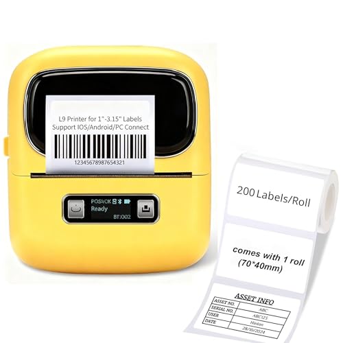 Label Printer, Rechargeable Label Maker Machine with Tape(70×40mm)