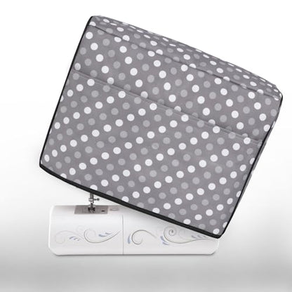 Luxja Sewing Machine Dust Cover Compatible with Brother & Singer, Gray Dots | Cover with Pockets for Extra Accessories - color: Gray Dots