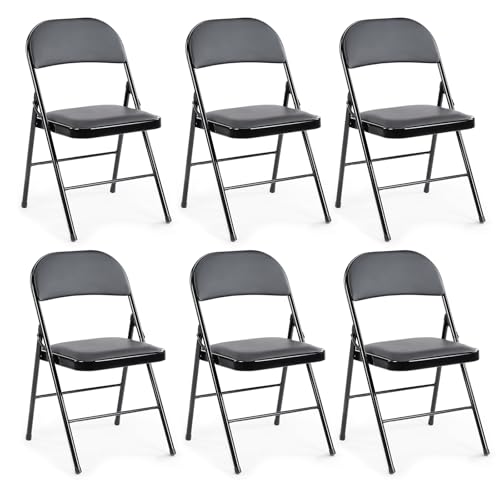 DUMOS Padded Folding Chairs 6 Pack, Outdoor Foldable Chairs - color: Black, size: 6 Pack