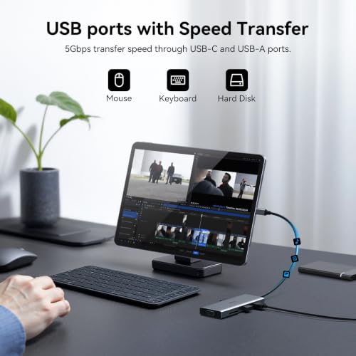 Laptop Docking Station 3 Monitor USB C Docking Station Dual Monitor Adapter | USB C Hub Multiple Adapter Dongle with 2 HDMI 4K+VGA+100W PD Charger+3 USB Port+SD/TF Card Reader for Lenovo Dell HP Laptop - size: 3.1 inches