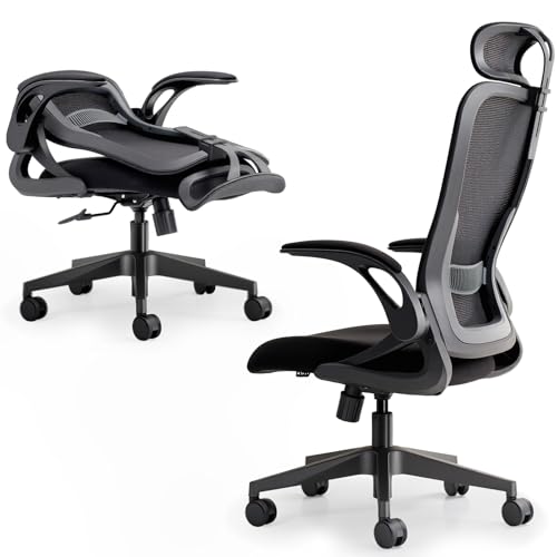 Tervo Model U - Folding Office Chair - Ergonomic Design for Small Spaces - color: H- Midnight Black
