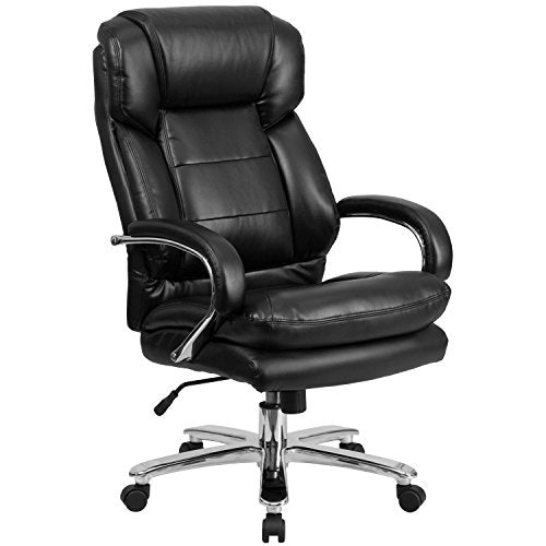 Flash Furniture Hercules Series LeatherSoft Swivel Office Chair with Loop Arms, Ergonomic High-Back Executive Chair with Padded Seat and Arms, Black - color: Black Leathersoft