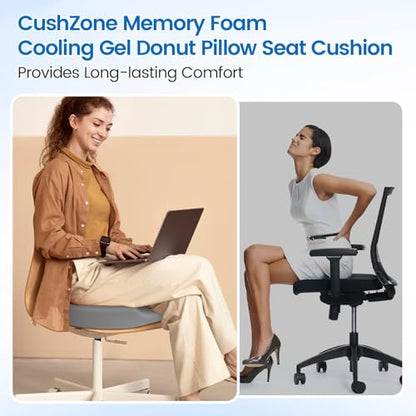 Donut Pillow Seat Cushion, Cooling Gel Memory Foam Chair Cushion,Light Grey - color: Light Grey, size: Large