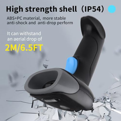 Wireless Barcode Scanner 1D QR Scanner Wireless Handheld Laser Bar Code Reader 3-in-1 with Bluetooth & 2.4G Wireless & USB Wired Works with iPad, Android Phone, iPhone, Laptop-U26 - color: Black-U26