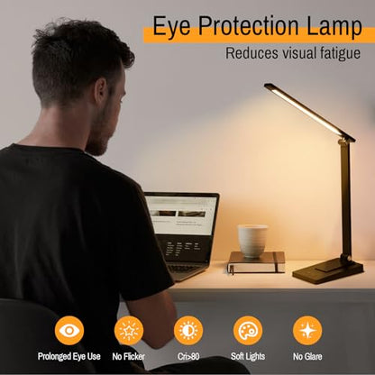 Rechargeable LED Desk Lamp, 800LM 2600mAh Reading Table Lamp - color: Black