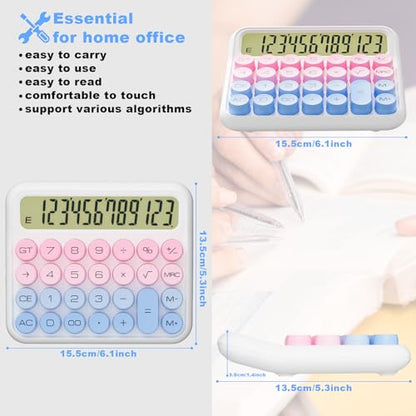 DECKLIT Battery Desk Calculator - 12 Digit Extra Large 5-Inch LCD Display, Big Buttons, 15 Tilt Screen (White) - color: White