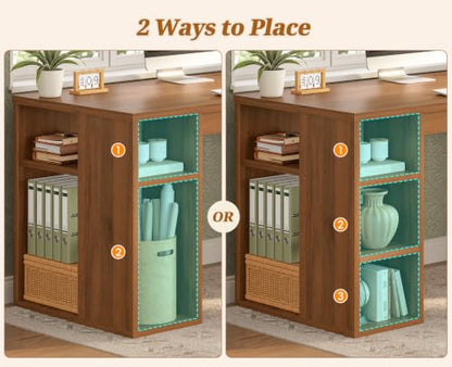 SEDETA Fluted 96.5" Computer Desk with Drawers, 2 Person Home Office Desk, Gaming Double Desk with Storage Shelves, Long Two Person Writing Desk, Brown - color: Fluted Brown