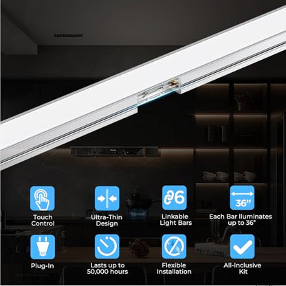 VST Touch Control 6 Pack Under Cabinet Lighting, 2700K-6500K, Silver | LED Cabinet Light Bars, Dimmable & Adjustable Color Temperature, Ultra Thin Linkable Under Counter Lights for Kitchen, Closet - color: Silver