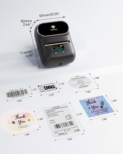 Phomemo M110 Label Maker with 3 Tapes, Bluetooth Portable Thermal Printer - color: Black