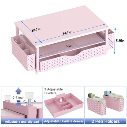 Spacrea Desk Organizers and Accessories, Printer Stand with Storage, Pink - color: Pink