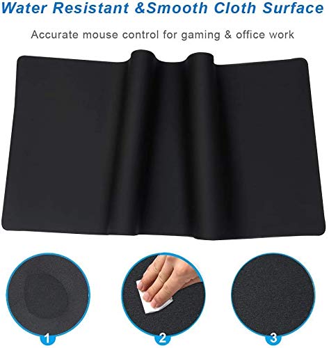 Gaming Mouse Pad XXL Extended Desk Pad & Thick Large (800x300x3 mm) Computer Keyboard Mousepad Mouse Mat (80x30 Black) - color: 80x30 Black