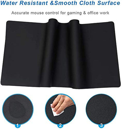 Gaming Mouse Pad XXL Extended Desk Pad & Thick Large (800x300x3 mm) Computer Keyboard Mousepad Mouse Mat (80x30 Black) - color: 80x30 Black
